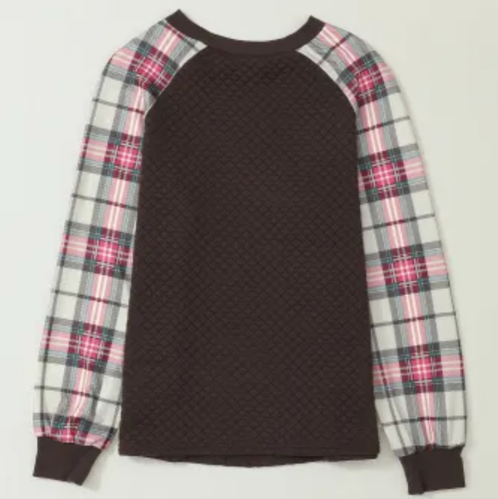New quilted plaid raglan top - Picture 5 of 13